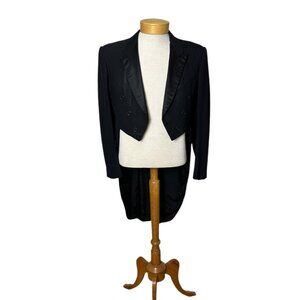 1960s mens black tuxedo jacket cut away with tails Size 40
